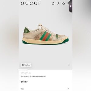 Gucci Women's Screener Sneakers - Green and Beige